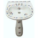 Mexican Talavera Pedestal Sink Flowers 4